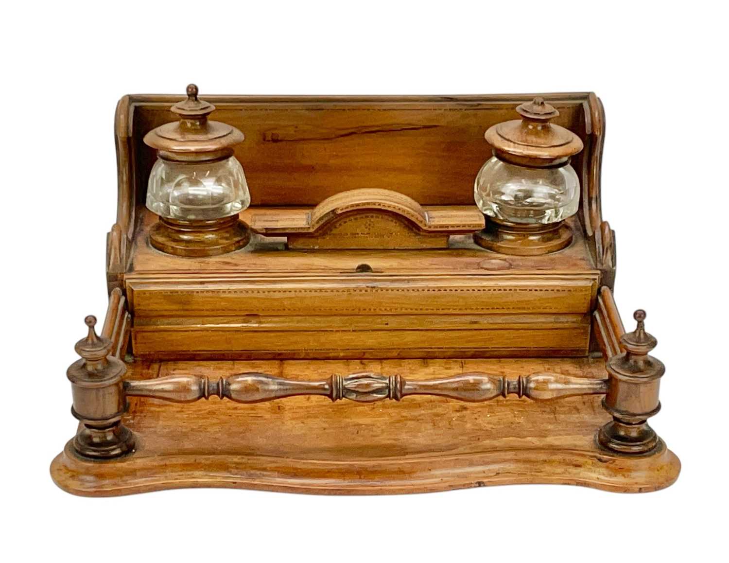 Lot 30 - A late Victorian olive wood desk stand.