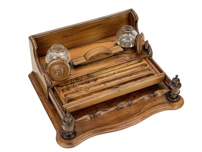 Lot 30 - A late Victorian olive wood desk stand.