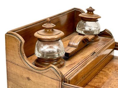 Lot 30 - A late Victorian olive wood desk stand.