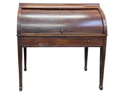 Lot 523 - A late Victorian mahogany cylinder bureau.