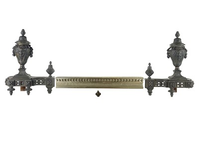 Lot 81 - A pair of French bronzed Chenet and fender rail.