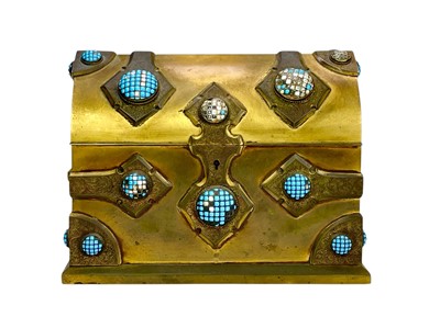 Lot 56 - A Victorian gothic gilt metal stationery casket.