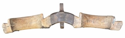 Lot 36 - A 19th century French double ox yoke with iron fittings.