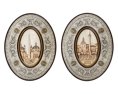 Lot 262 - A pair of Wilhelm Schiller & Sons oval pottery plaques.