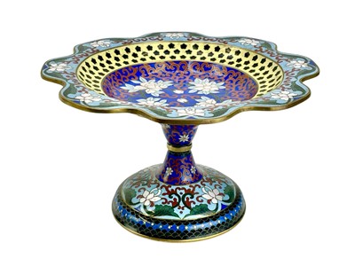 Lot 671 - A Chinese cloisonne enamel pedestal comport.