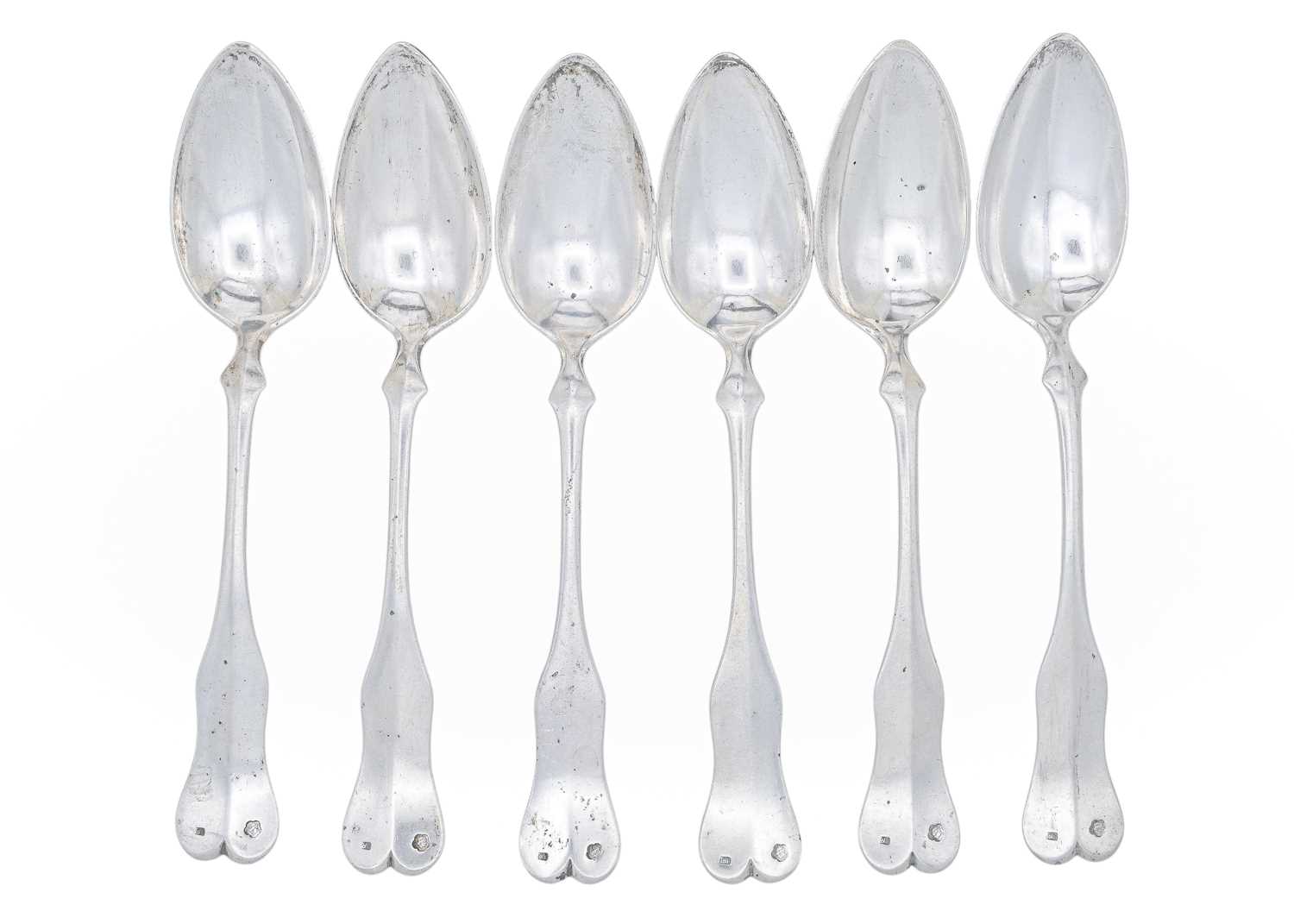 Lot 7 - A set of six Austrian-Hungarian silver tablespoons.