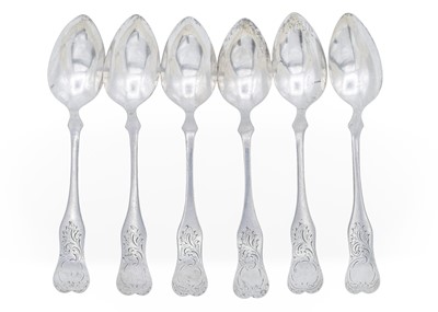 Lot 7 - A set of six Austrian-Hungarian silver tablespoons.