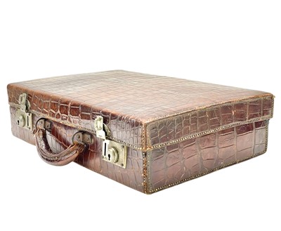 Lot 20 - A small crocodile attache or briefcase.