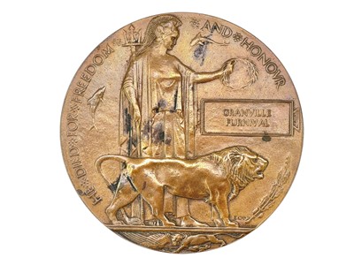 Lot 218 - A WWI bronze memorial death plaque.