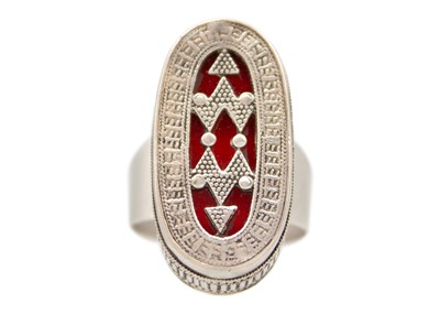 Lot 71 - A traditional Kazakh silver ring.