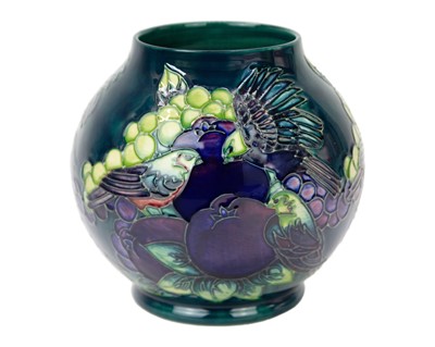 Lot 240 - A Moorcroft 'Finches' pattern vase.