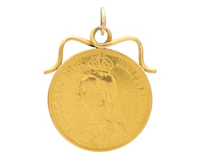 Lot 9 - A Two Pound Double Sovereign coin pendant.