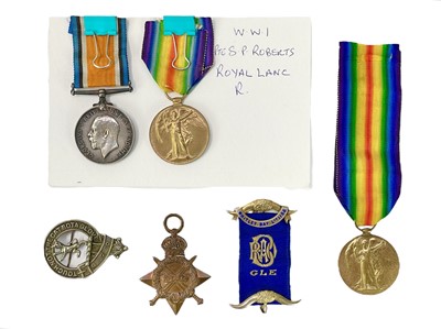 Lot 553 - A WWII pair to Pte S P Roberts Royal Lancs R.