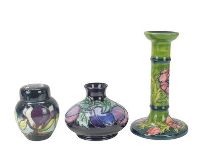 Lot 268 - A Moorcroft 'Anemone' candlestick.