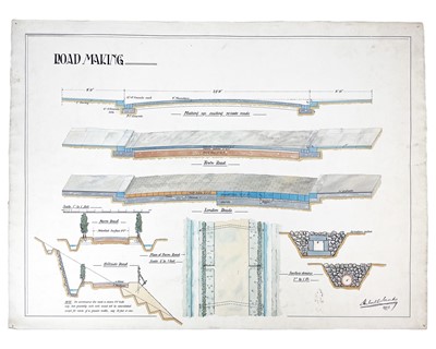 Lot 253 - A Turn of The 20th century Architect's Drawing for Road Making