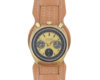 Lot 1107 - CITIZEN - A 'Bullhead' gold-plated automatic chronograph wristwatch.