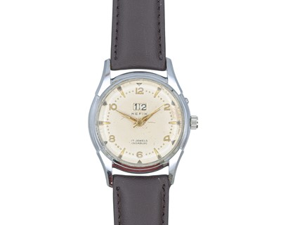 Lot 1075 - HEFIK - A 'big date' stainless steel gentleman's manual wind wristwatch.