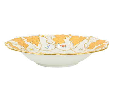 Lot 226 - A Meissen gilt and flower painted dish.