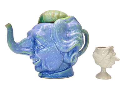 Lot 281 - A Luck and Flaw Margaret Thatcher teapot and an egg cup.