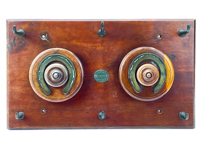 Lot 458 - A Victorian mahogany double whip reel rack.