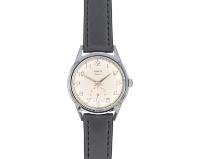 Lot 1045 - VINCIT - A stainless steel gentleman's manual wind wristwatch.