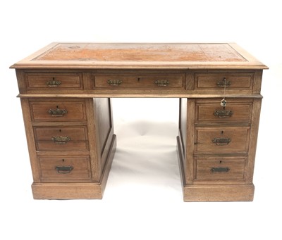 Lot 3022 - A late Victorian walnut twin pedestal desk,...
