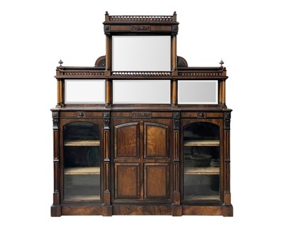 Lot 444 - An impressive Victorian rosewood and ebony side cabinet.