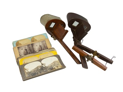 Lot 115 - Miscellaneous stereoscopic cards and two viewers
