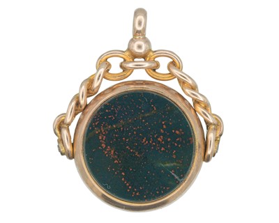 Lot 1143 - A 9ct bloodstone and carnelian swivel fob.
