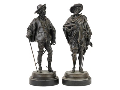 Lot 60 - Jean Jules Salmson (French, 1825-1902) A pair of bronze historical figures.