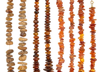Lot 47 - A selection of amber necklaces.