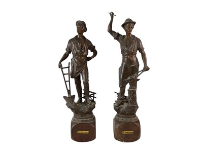 Lot 40 - A pair of French spelter figures.