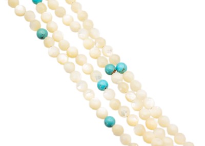 Lot 50 - A Jay King Desert Rose Trading mother-of-pearl and turquoise bead silver necklace.