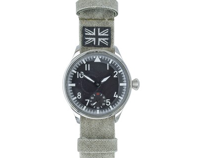 Lot 1052 - An oversized Pilots stainless steel manual wind wristwatch.