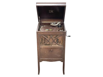Lot 507 - An HMV oak cabinet gramophone.