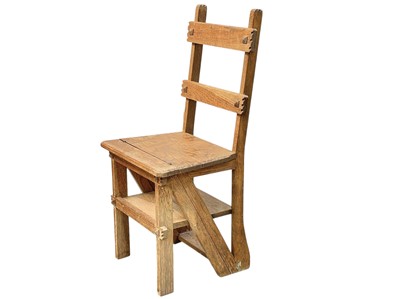 Lot 505 - A late Victorian oak metamorphic library step/chair.