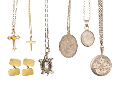 Lot 61 - A selection of silver and gold-plated pendant necklaces.