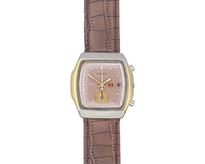 Lot 1082 - SEIKO - A 'Monaco' flyback chronograph gold-plated gentleman's automatic wristwatch.
