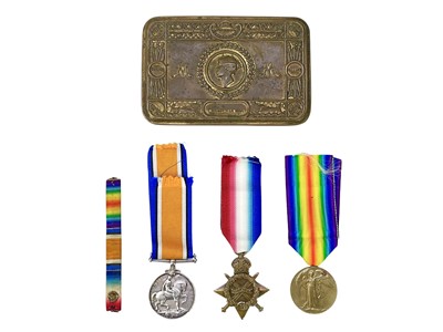 Lot 528 - A WWI trio to Pte D G Jenkins, Devon Regiment.