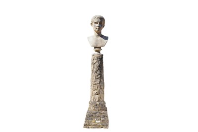 Lot 383 - A reconstituted stone bust, 'The Young Caesar'.