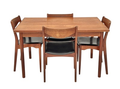 Lot 445 - A set of four Danish teak dining chairs by S L Mobler, and an extending table.