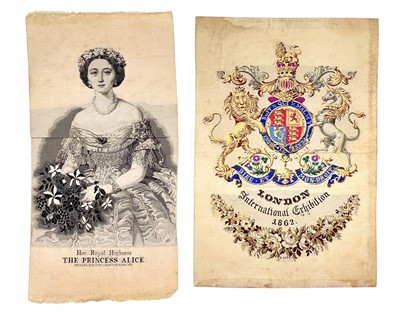 Lot 295 - An 1862 woven silk London International Exhibition souvenir panel.