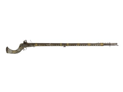Lot 581 - A 19th century Indo-Persian flintlock Jezail.
