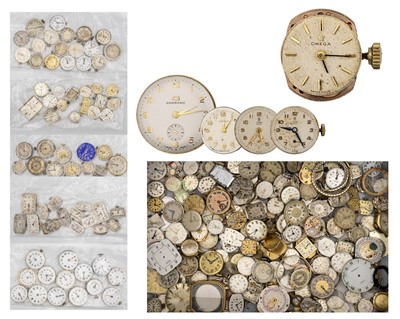 Lot 1160 - A large and useful collection of manual wind wristwatch movements.