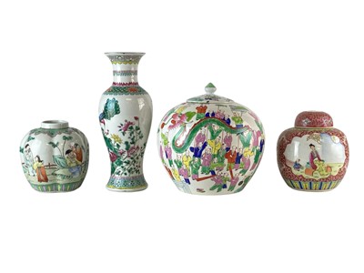 Lot 787 - A Chinese Famille Verte baluster vase.