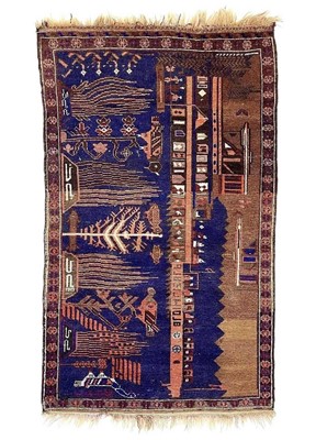 Lot 608 - An Afghan pictorial rug.