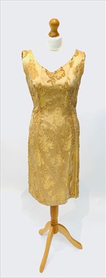 Lot 2800 - A Claire Layton yellow silk brocade fitted...