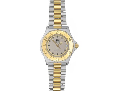 Lot 1002 - TAG HEUER - A 3000 Professional bi-colour gentleman's quartz bracelet wristwatch.