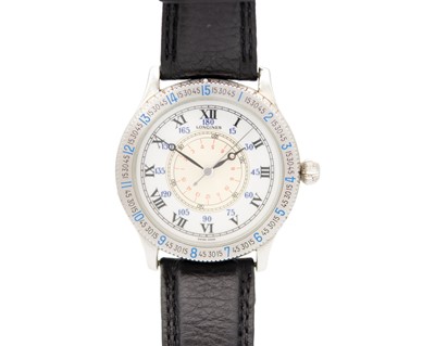 Lot 1004 - LONGINES - A Lindbergh Hour Angle stainless steel gentleman's automatic pilot wristwatch.