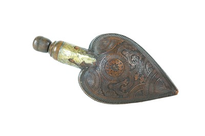 Lot 212 - A large Ottoman carved powder flask.